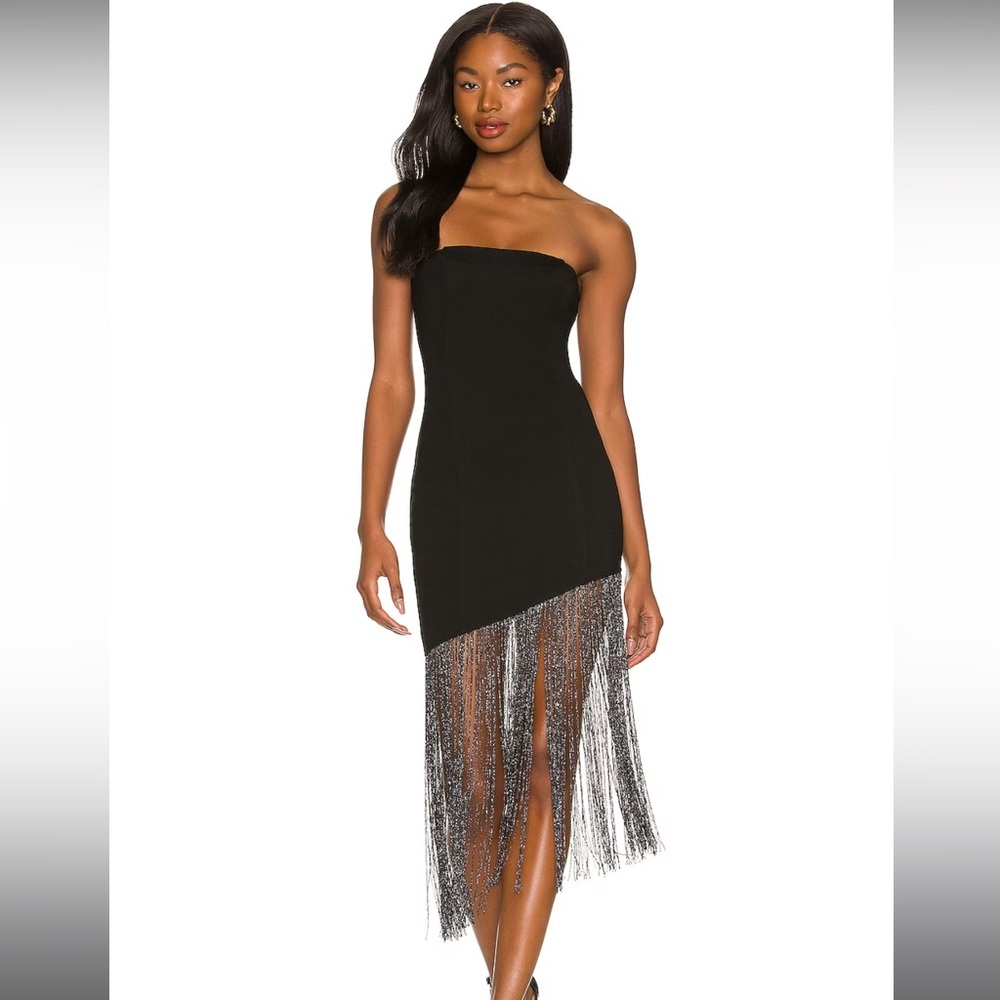 NWT superdown Cleo Strapless Dress in black, size S